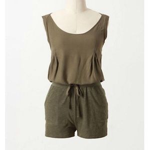 ANTHROPOLOGIE SAT SUN Sleeveless Green Romper Sz M